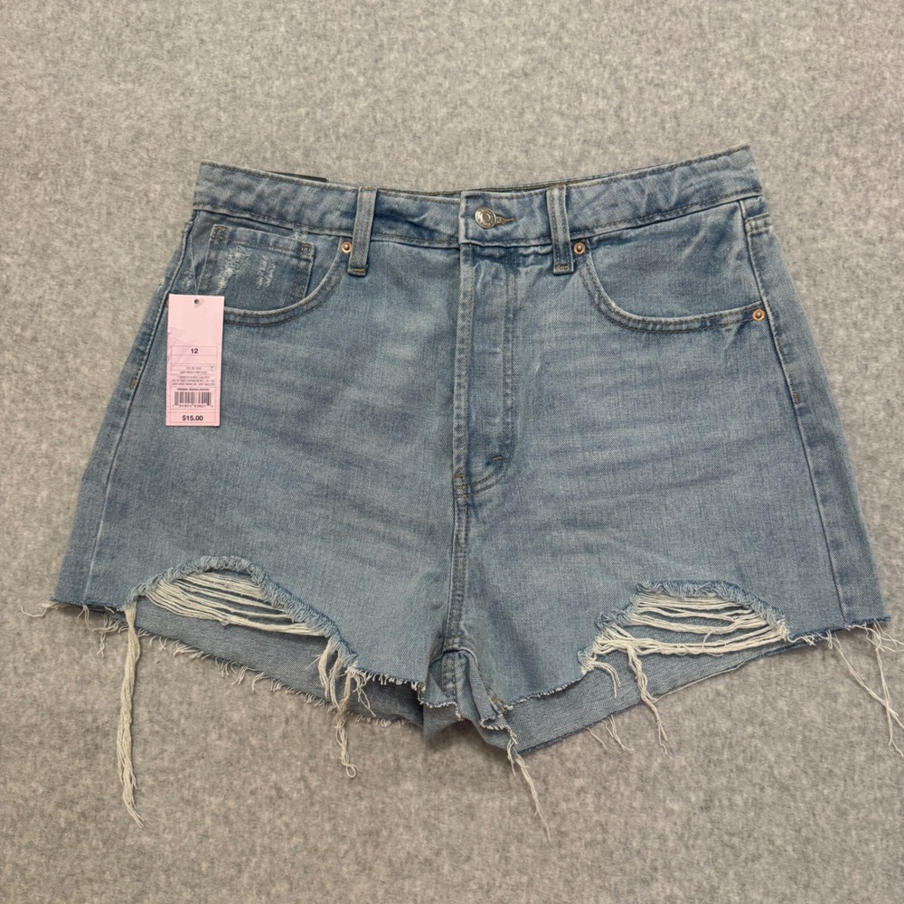 Wild Fable Highest Rise Cutoff Denim Shorts Light Wash Distressed Size 12 NEW